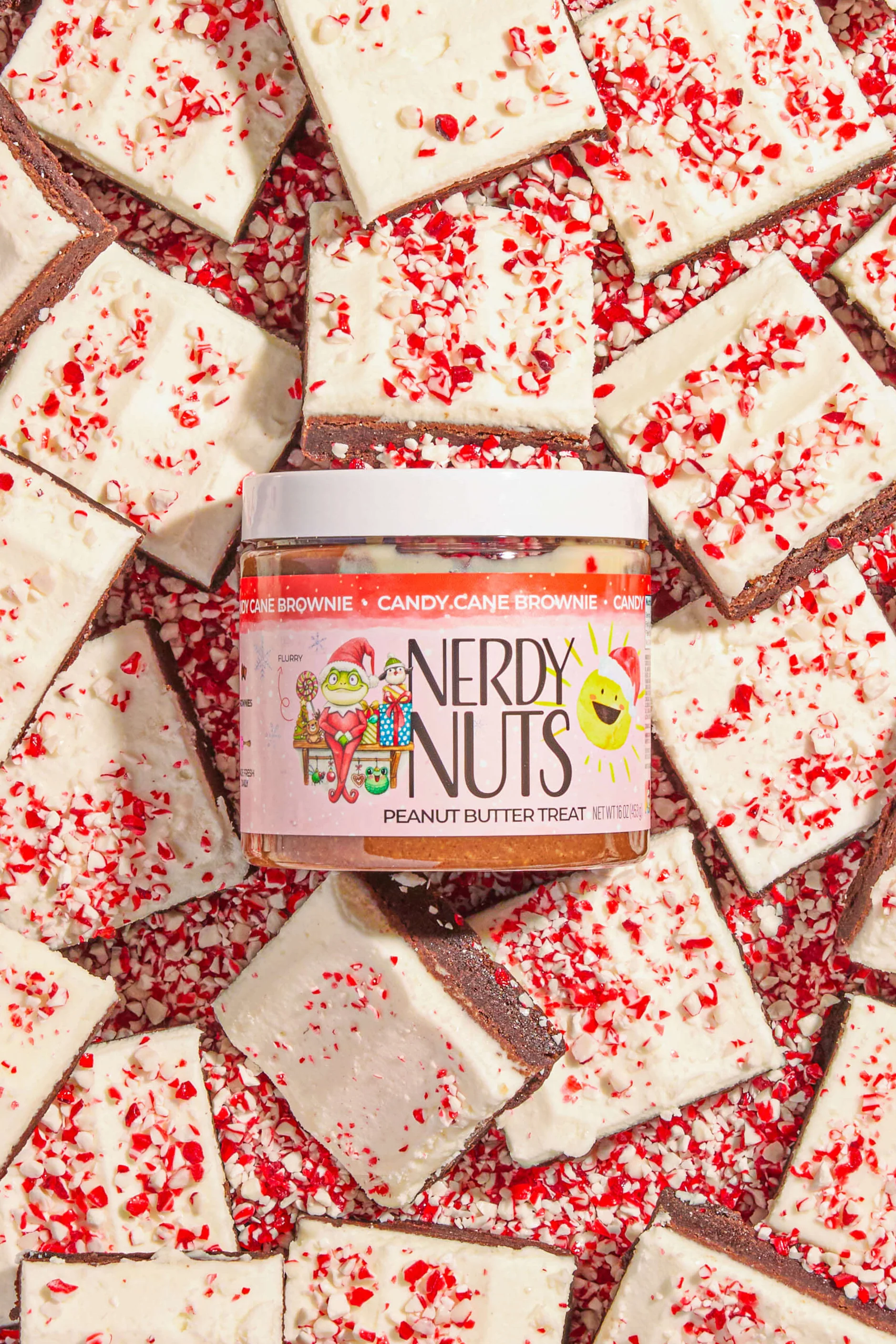 Candy Cane Brownie Peanut Butter Treat