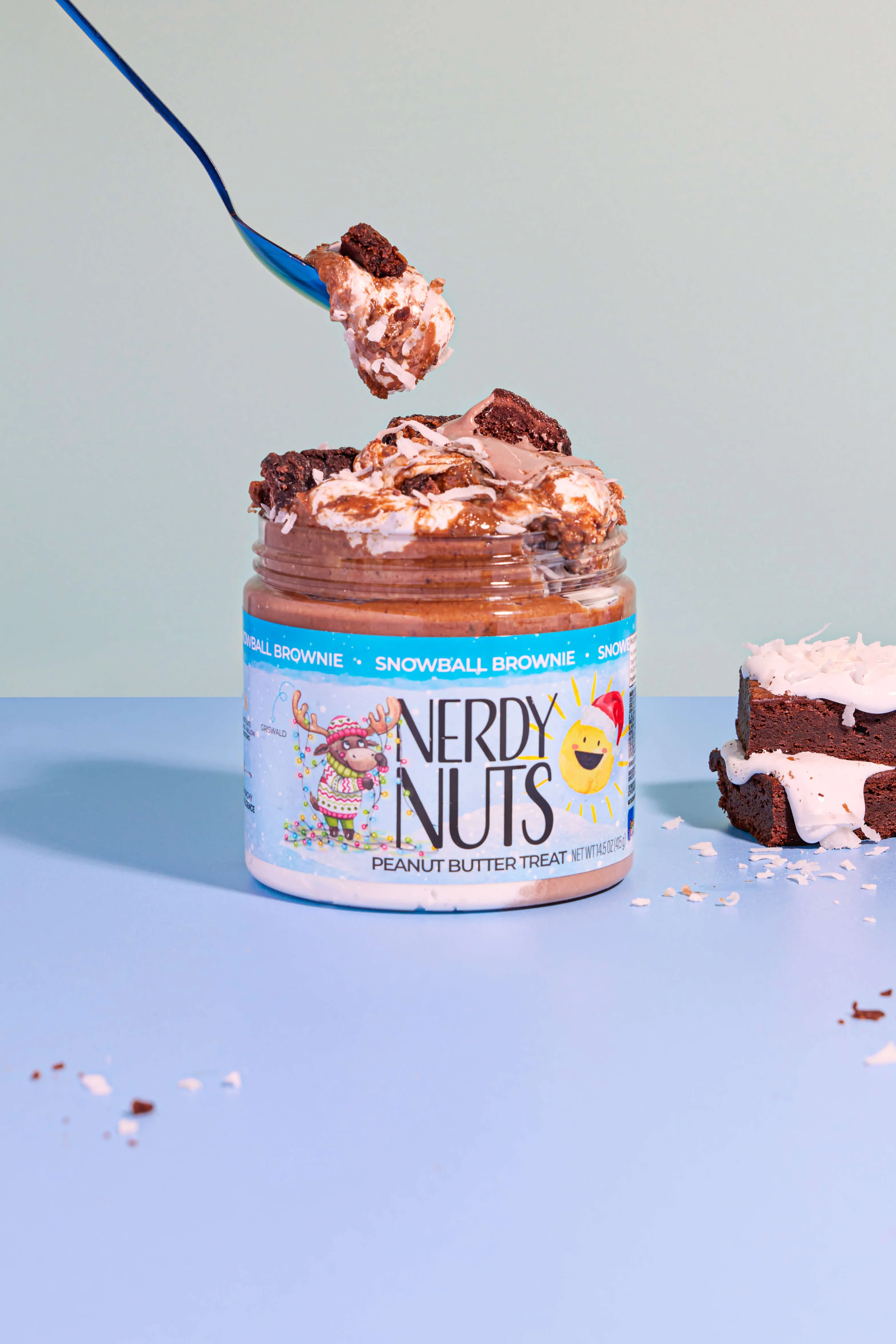 Snowball Brownie Peanut Butter Treat